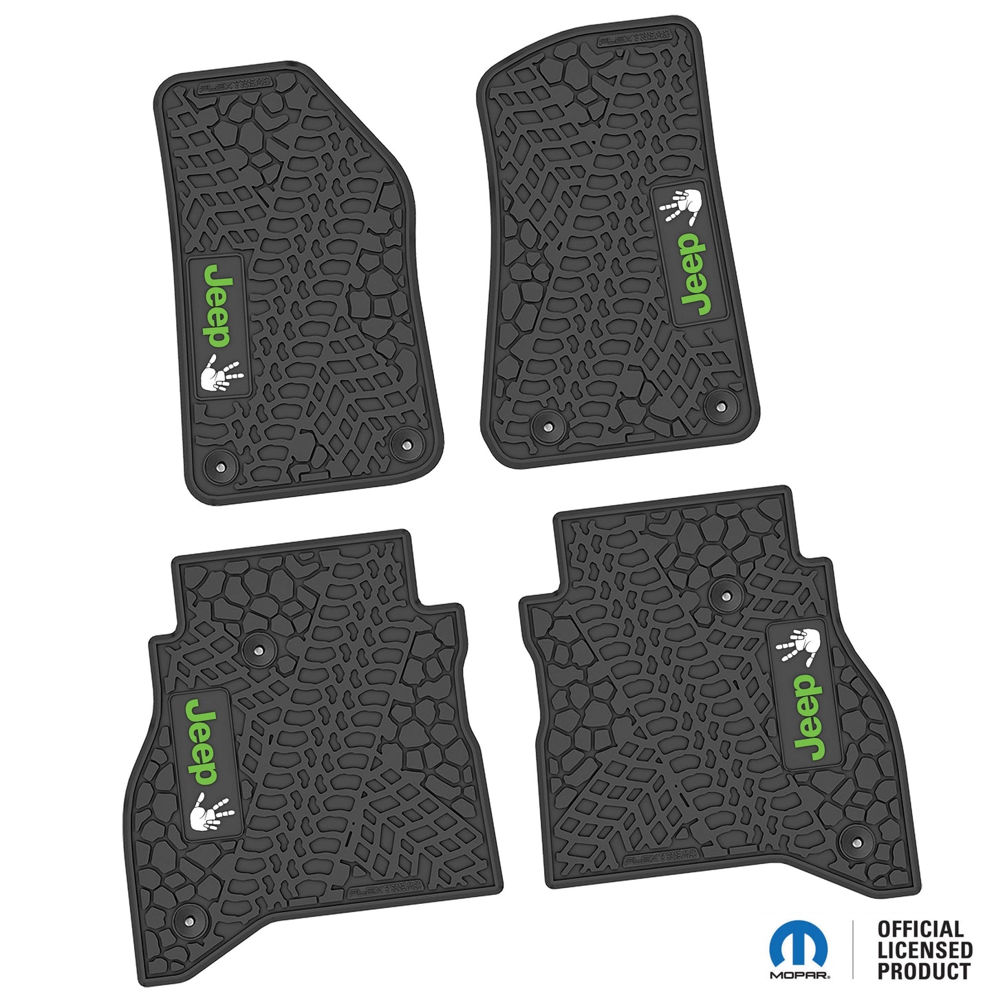 Flex Tread JT用 フロアマット (フロント&リア) | Jeep Wave ロゴのみ (ステアリングロゴなし)