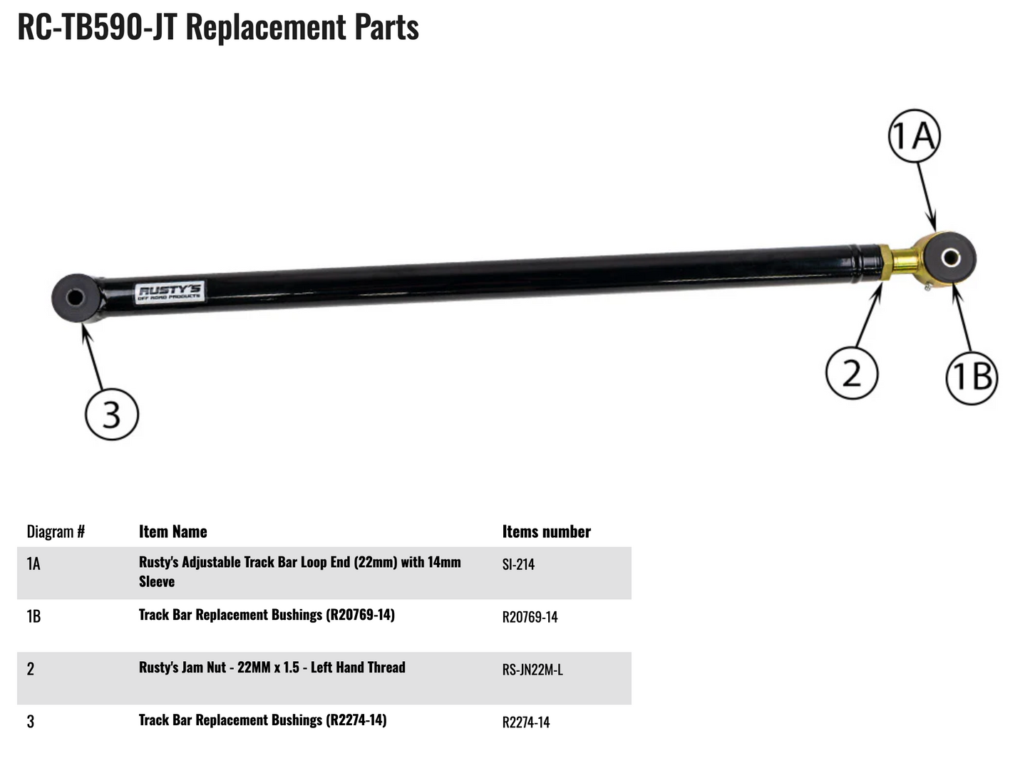 RUSTY'S OFFROAD PRODUCTS ラスティーズ オフロード プロダクツ 調整式リアトラックバー (JT) ※左右対応