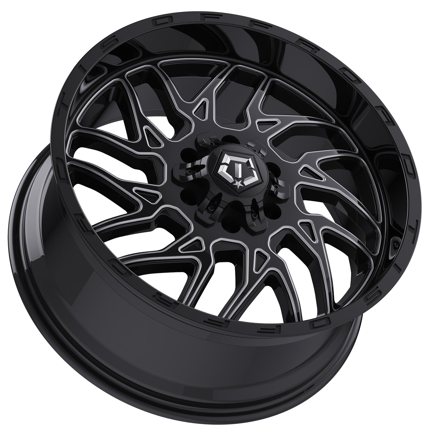 TIS Offroad Wheels TIS オフロード ホイール 544BM 2.0 | GLOSS BLACK WITH CNC MILLED ACCENTS - Black Lip Text