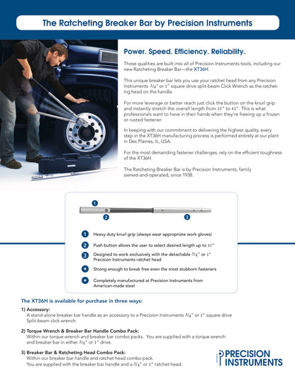 Precision Instruments プレシジョンインスツルメンツ  3/4" ドライブスプリットビームクリックレンチ&ブレイカー バーコンボ - C4D600F36H
