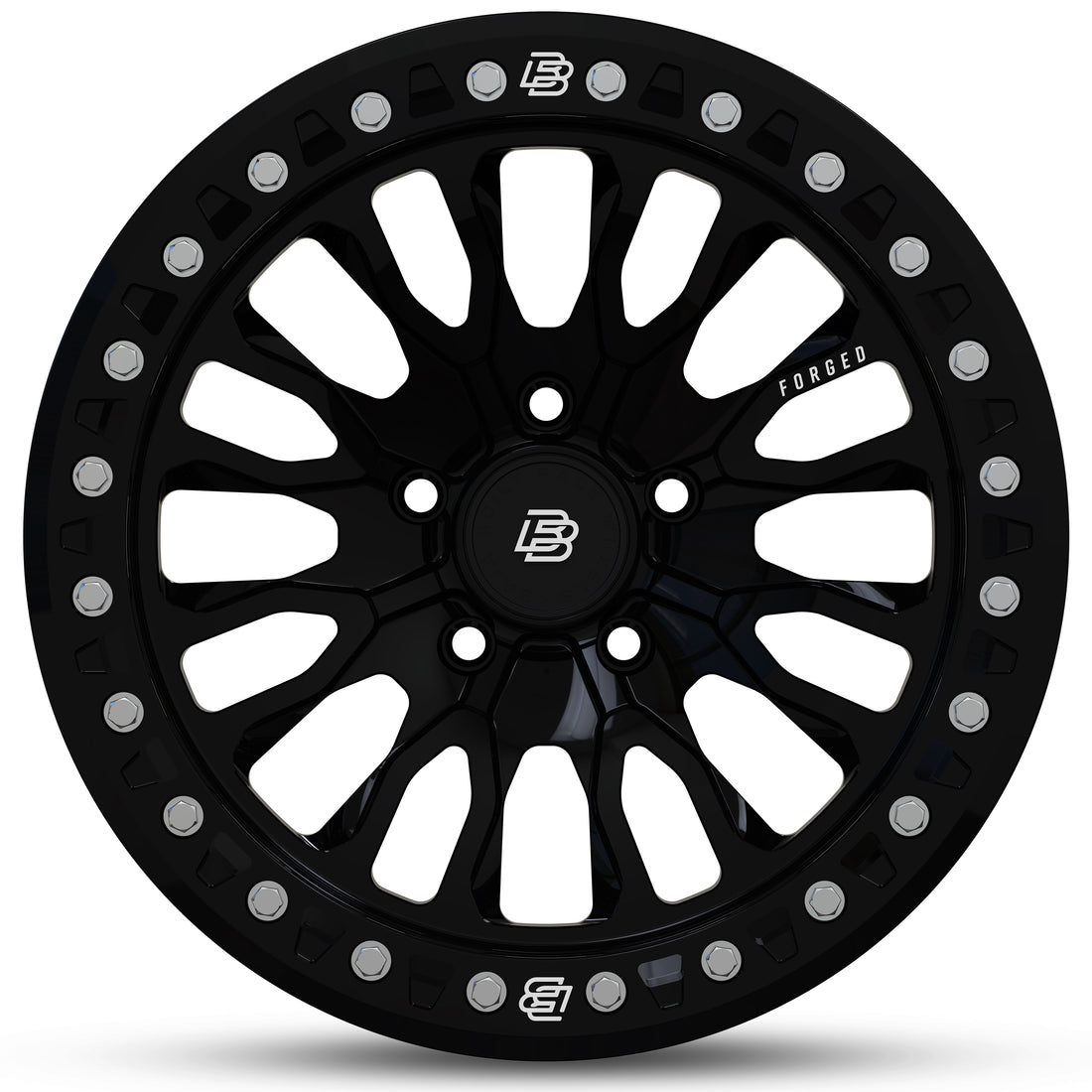 Baja Built バハビルト Renegade Forged Beadlock | Glossy Black (black ring & aluminum bolts) フォージド鍛造ホイール