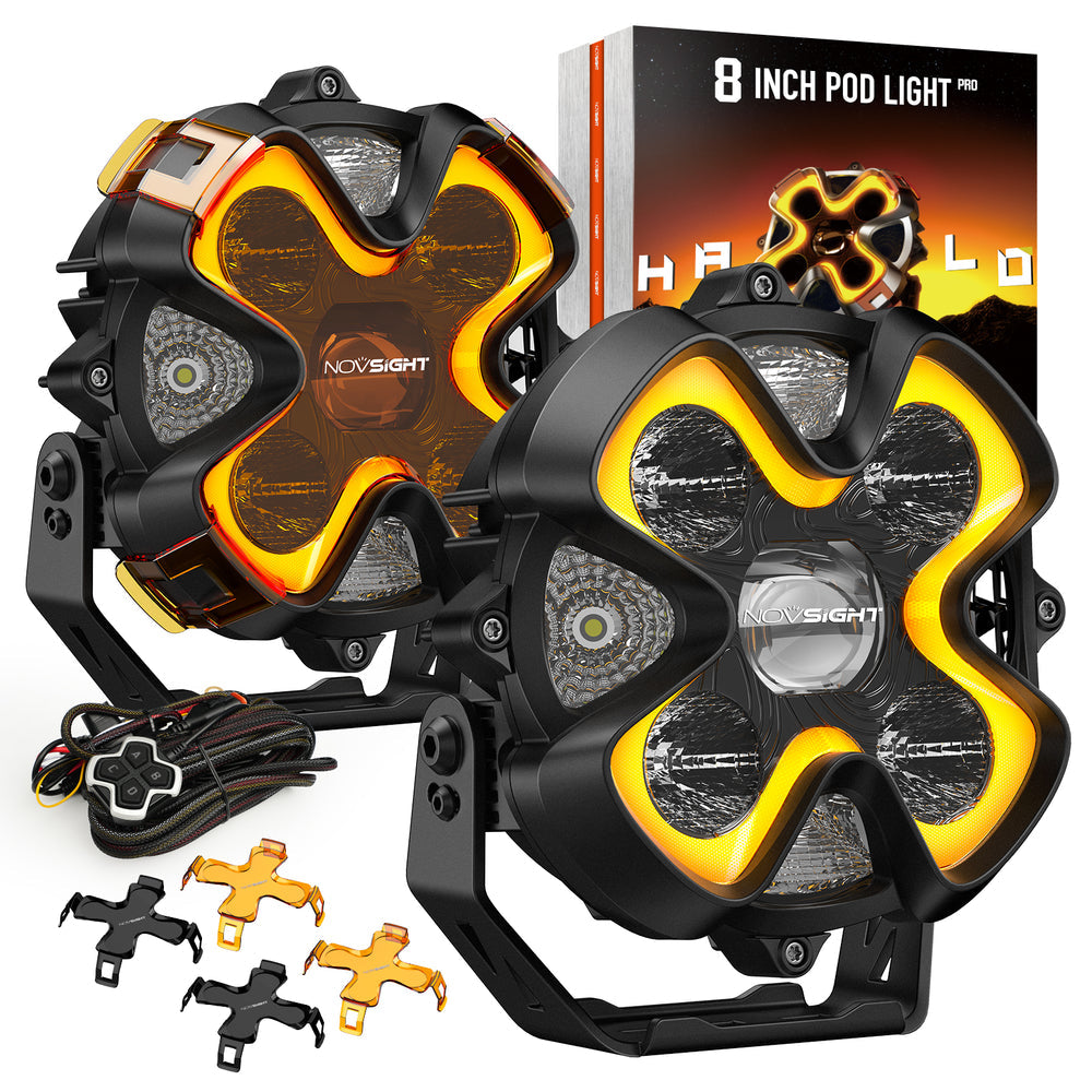 NOVSIGHT HALO Proシリーズ 8インチ LEDポッドライト (ダイナミックDRL搭載)