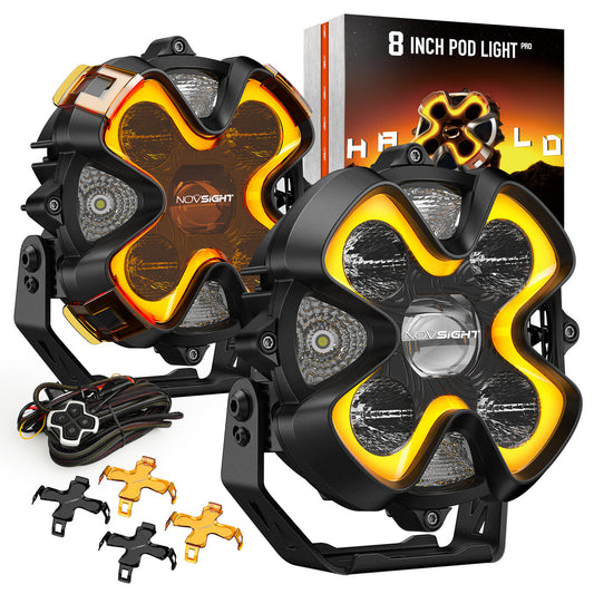 NOVSIGHT HALO Proシリーズ 8インチ LEDポッドライト (ダイナミックDRL搭載)