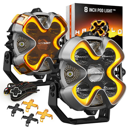 NOVSIGHT HALO Proシリーズ 8インチ LEDポッドライト (ダイナミックDRL搭載)