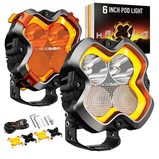 NOVSIGHT HALO Proシリーズ 6インチ LEDポッドライト (ダイナミックDRL搭載)