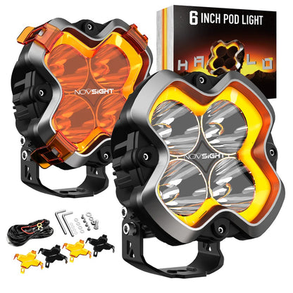 NOVSIGHT HALO Proシリーズ 6インチ LEDポッドライト (ダイナミックDRL搭載)