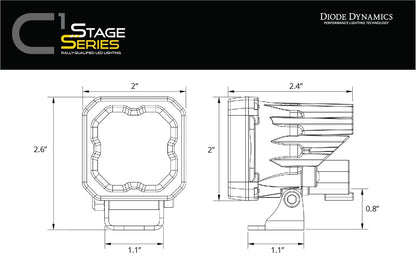 Diode Dynamics SSC1 イエロー SAEフォグ対応 スタンダード LED ポッドライト (ペア)