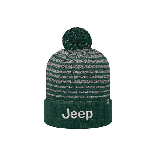 STRIPED KNIT POM BEANIE